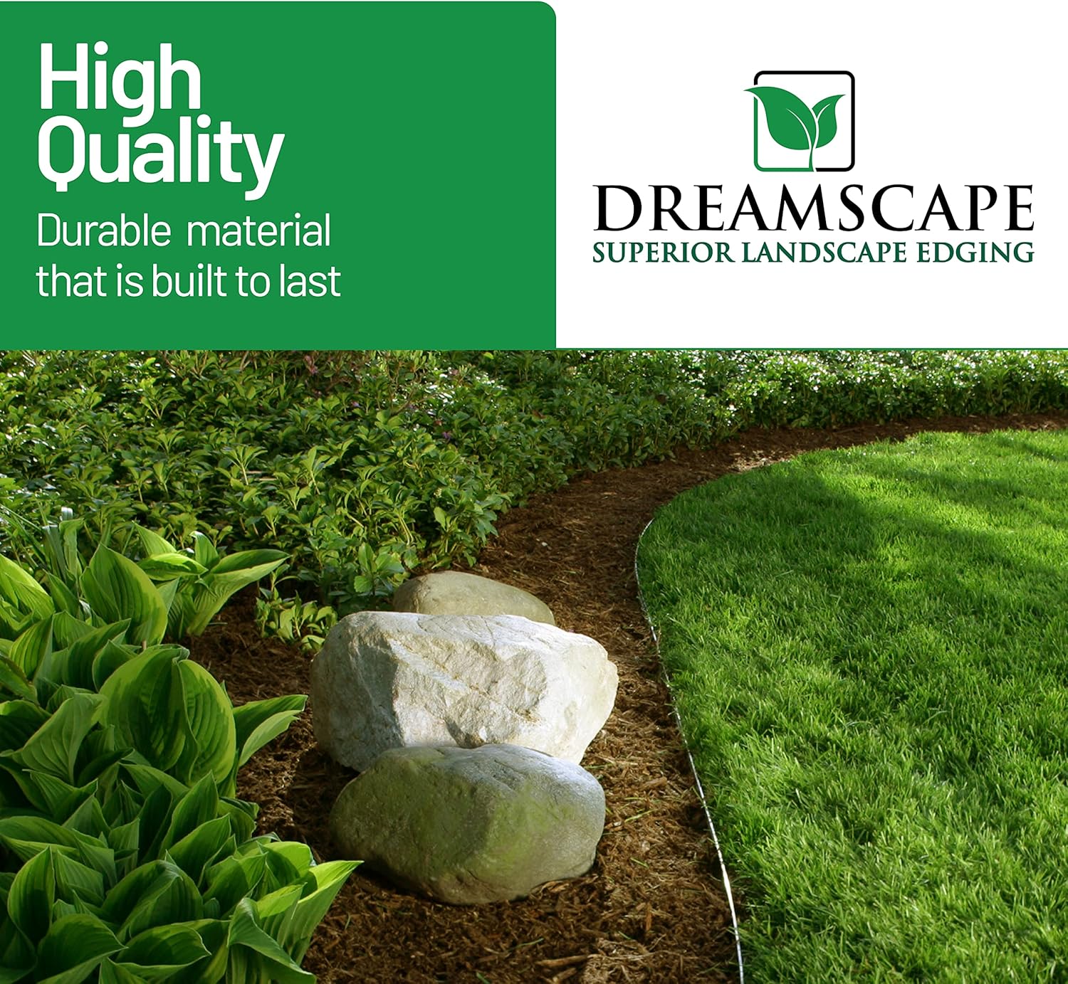 Dreamscape YardEdge Aluminum Landscape Edging - 12 Strips, 6ft Each (72ft Total), Green Duraflex Paint - Professional Quality Landscaping Border, Metal Divider for Lawn, Garden, Flowerbed