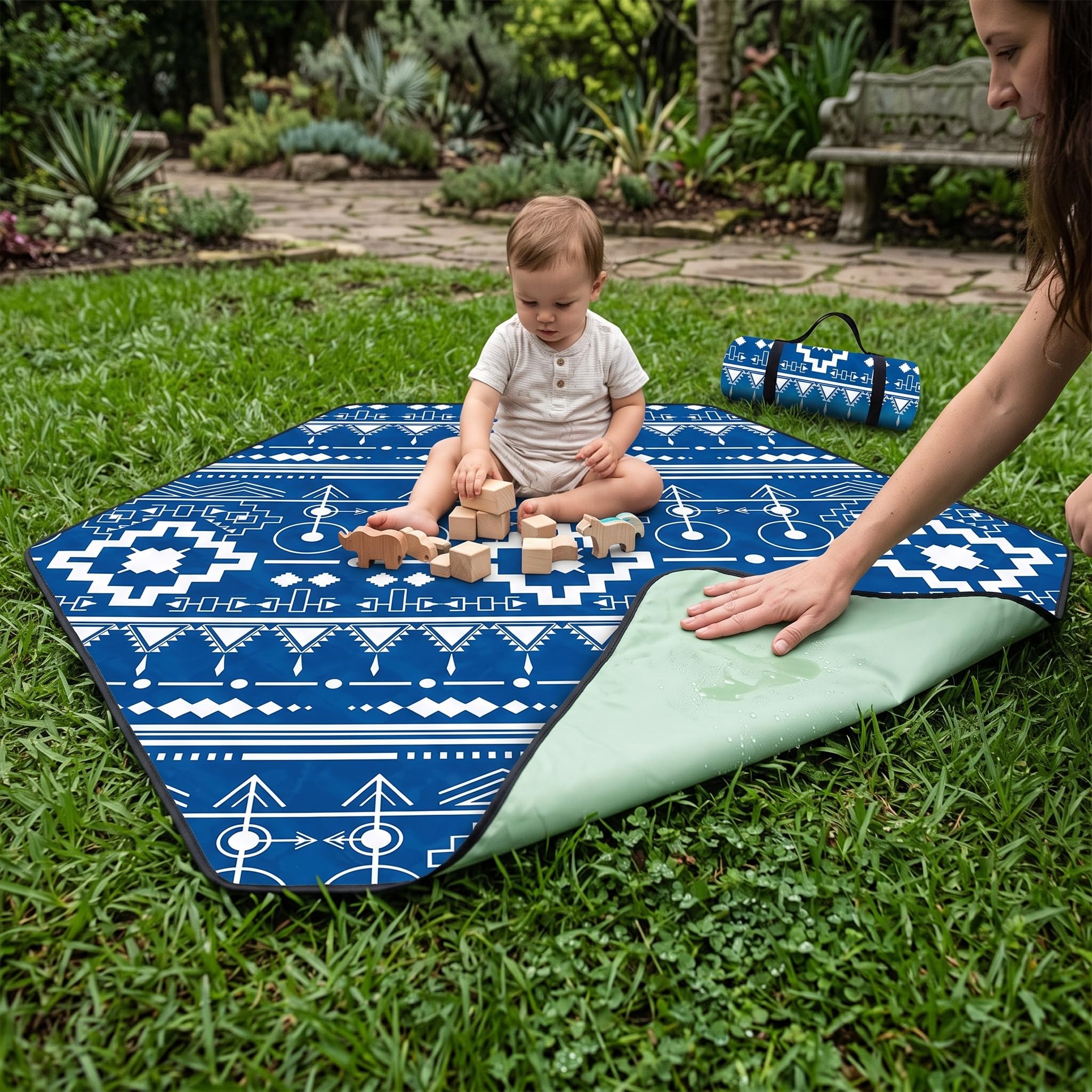 Tapis Pique-Nique Hexagonal, Couverture Pique Nique imperméable et Nappe Sol extérieur pour activités en Plein air