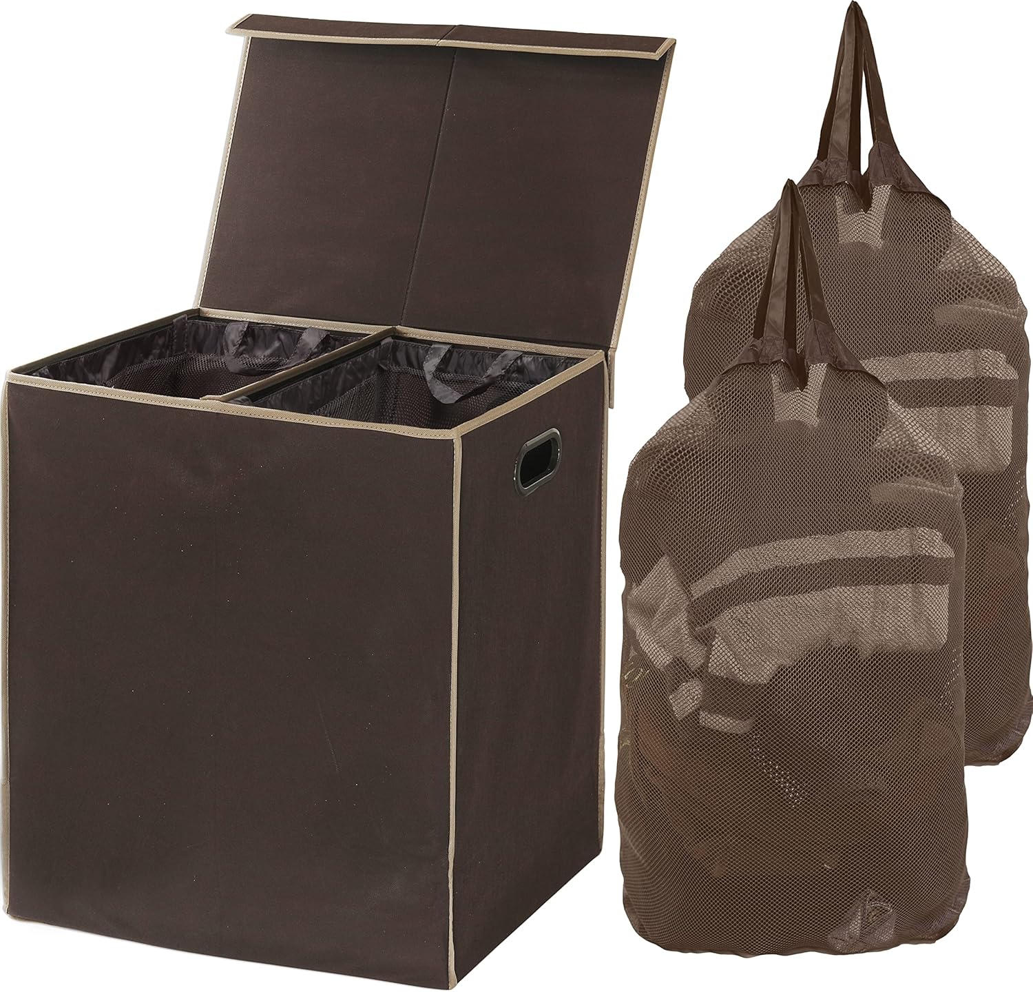 SimpleHouseware Double Laundry Hamper with Lid and Removable Laundry