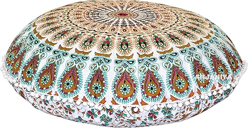 Miniatura 4 de Funda de almohada de 32 pulgadas, diseño de mandala de pavo real, para meditación, yoga, meditación, cómoda, para el hogar, automóvil, cama, sofá,