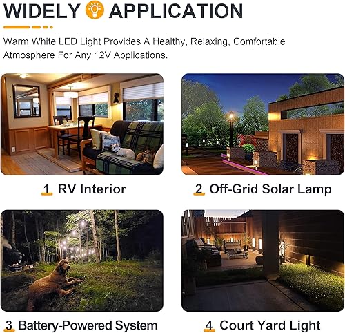 Miniatura 5 de Paquete de 2 bombillas LED de 12 voltios A19 de bajo voltaje Edison de 4 W 400 lm E26 2700 K blanco cálido, 40 vatios equivalente a incandescente RV