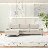 Vista 1 de Casa Andrea Milano Sofá seccional en forma de L Boucle grande moderno de lujo, con diván extra ancho