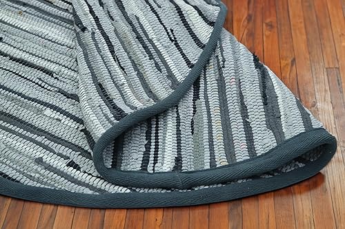 Miniatura 166 de Alfombra de trapo 100% algodón de 2 x 3 pies, lavable multicolor, alfombra Chindi tejida a mano y reversible para sala de estar, cocina, entrada