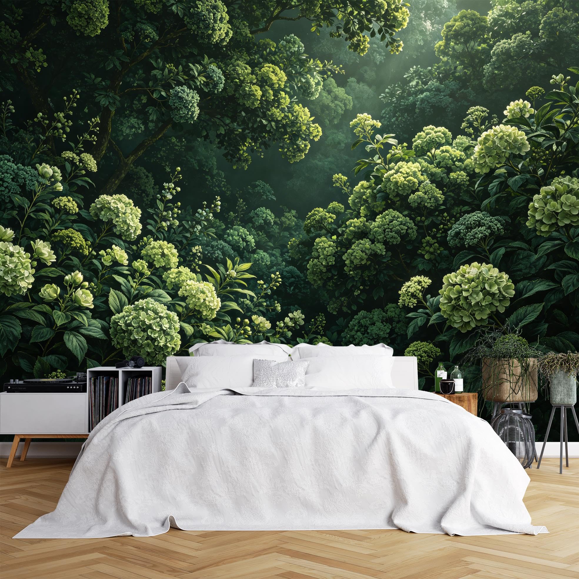 Removable Self Adhesive Vinyl Wall Mural, Green Forest Panorama Wallpaper 250X160Cm(Wxh) Peel And Stick Waterproof Cottage Style Wallpaper For Bedroom Living Room Green Forest 250X160Cm(Wxh)