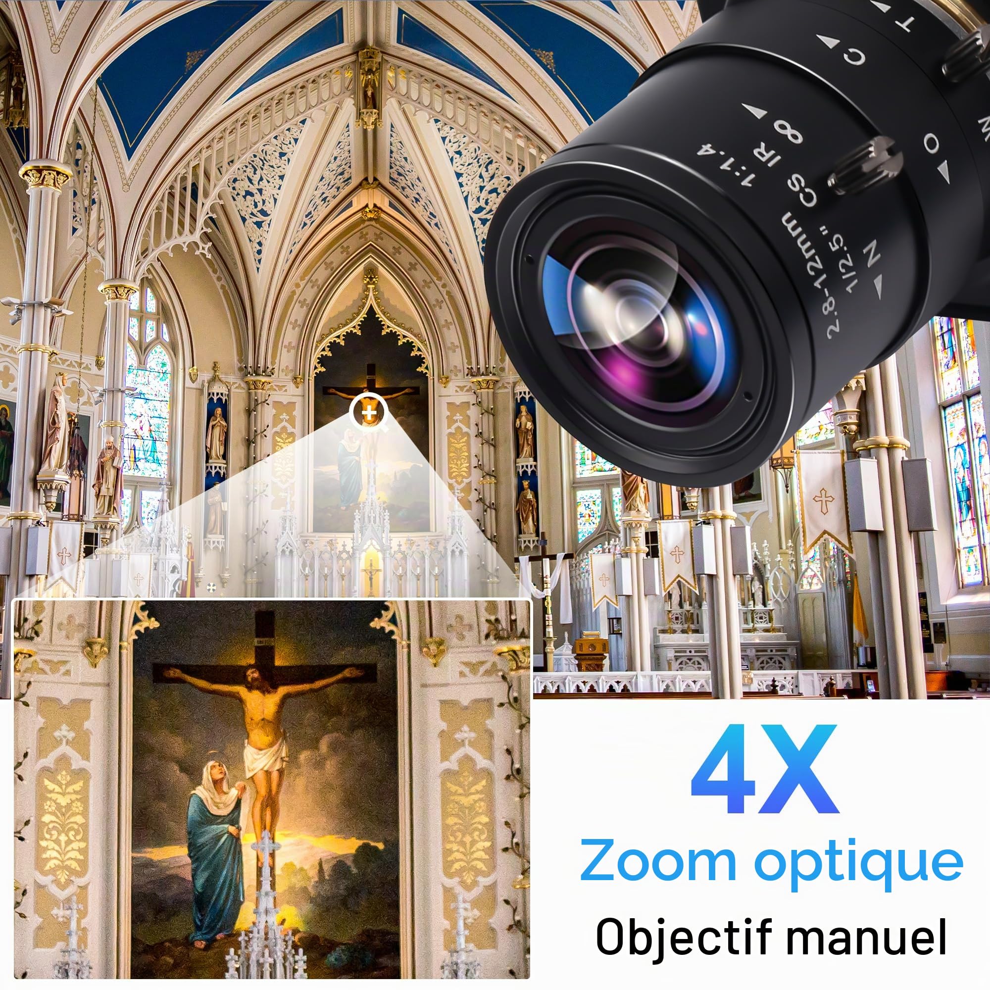 Svpro Caméra 4K HDMI USB double interface zoom manuel CS Mount 2,8-12 mm CMOS IMX415 pour vision industrielle