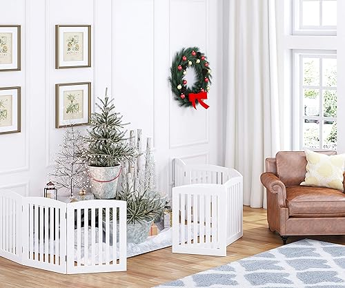 Miniatura 8 de PAWLAND - Puerta plegable extra ancha de madera para mascotas y perros, cerca de 4 paneles de 24 pulgadas, para la casa, sendero, puerta, escaleras