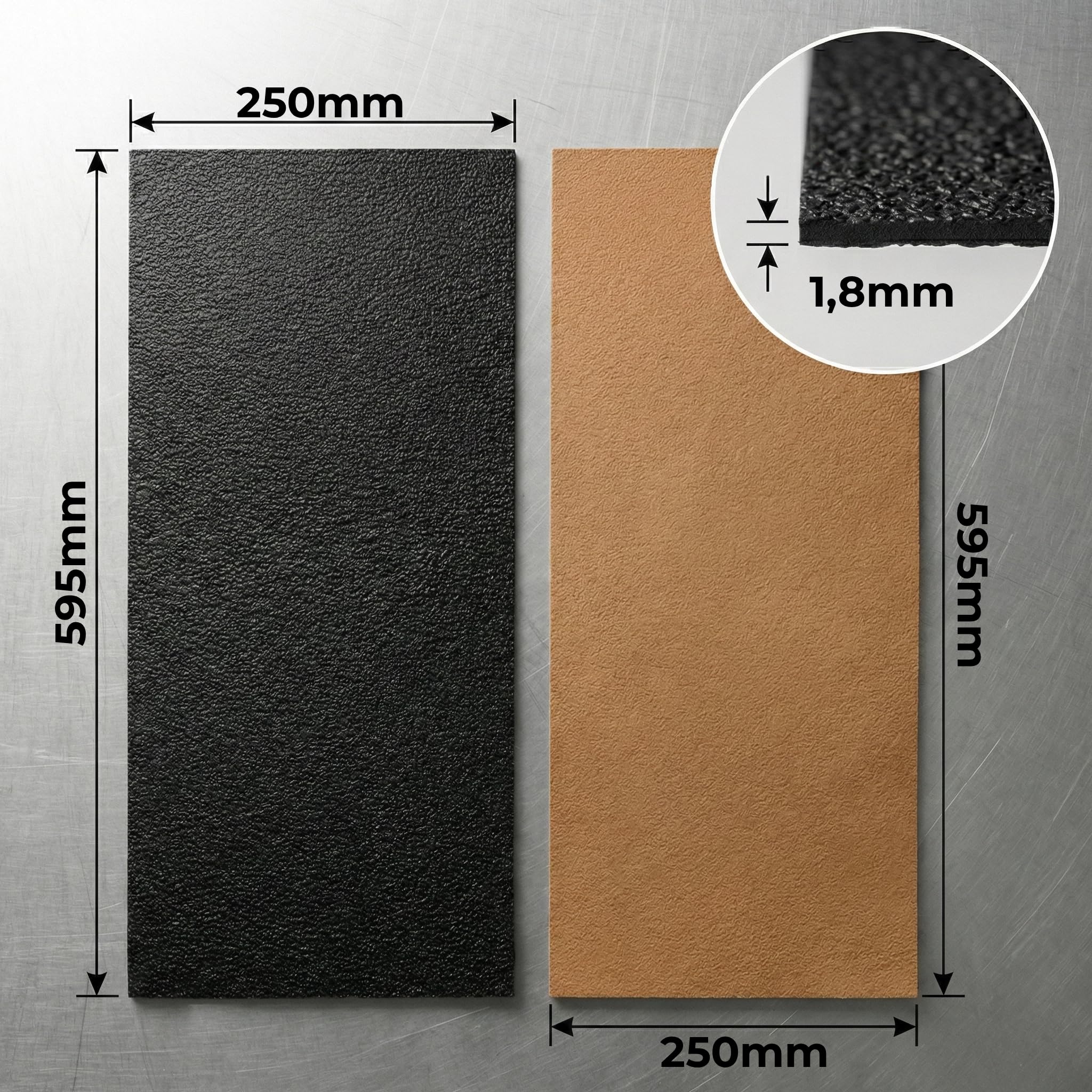 Gomme antidérapante semelle 1,8 mm 25x59,5 cm noir – plaque flexible pour réparation chaussures, pads antidérapants, semelle crépe, sneakers, chaussures sport, ski de fond