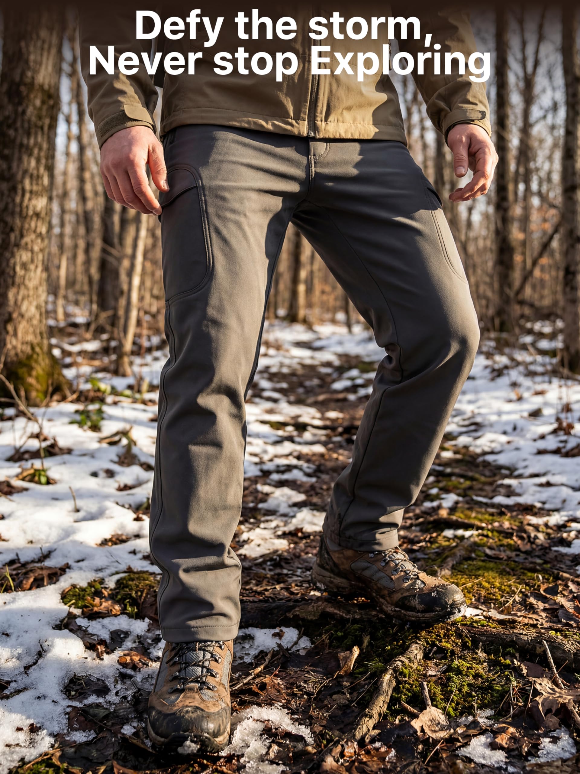 FREE SOLDIER Pantaloni da Lavoro Uomo Pantaloni Sci Termici Pantaloni Trekking Impermeabile Invernali Pantaloni da Caccia Militari Tattici Pantaloni da Neve Softshell Foderati in Pile