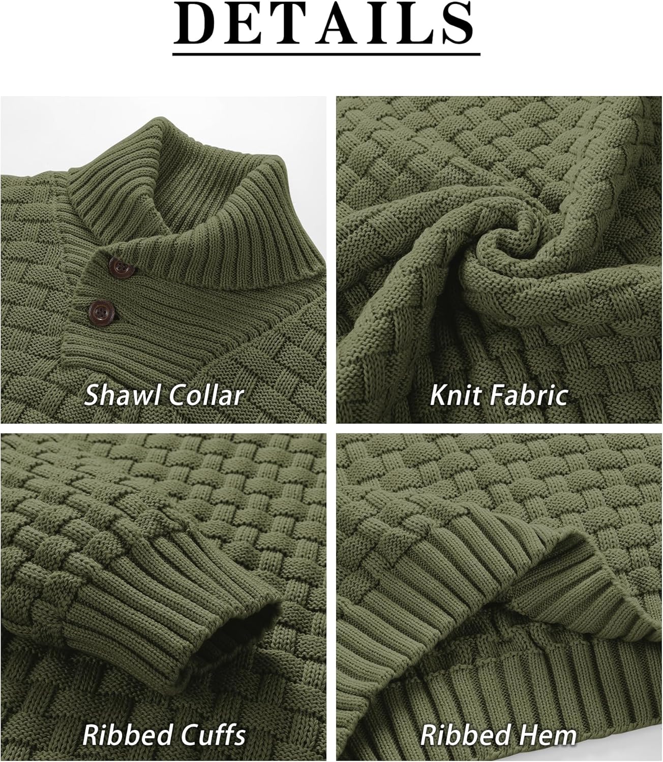 Zaitun Men's Turtleneck Sweater Shawl Collar Pullover Sweaters Regular Fit Knitted Tops - Image 5