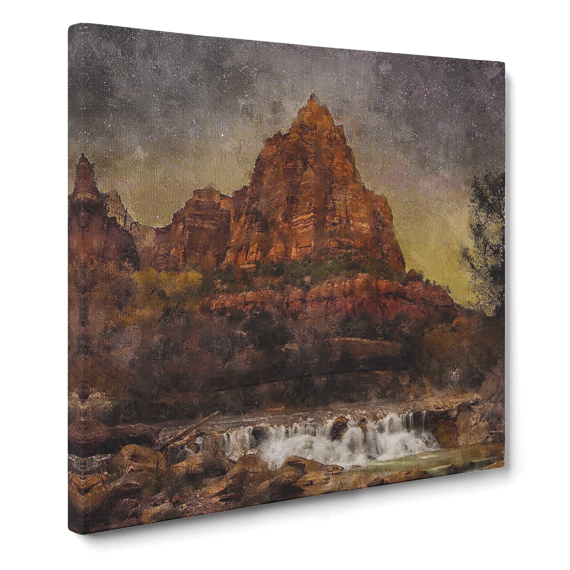 Beneath The Stars In Zion National Park Canvas Print, Mixed, 35L x 35W cm