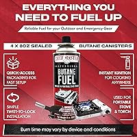 Vista 4 de Chef Master Recipiente de combustible de butano de 12 x 8 onzas, recipiente de butano para antorcha de cocina y estufa de campamento, gas