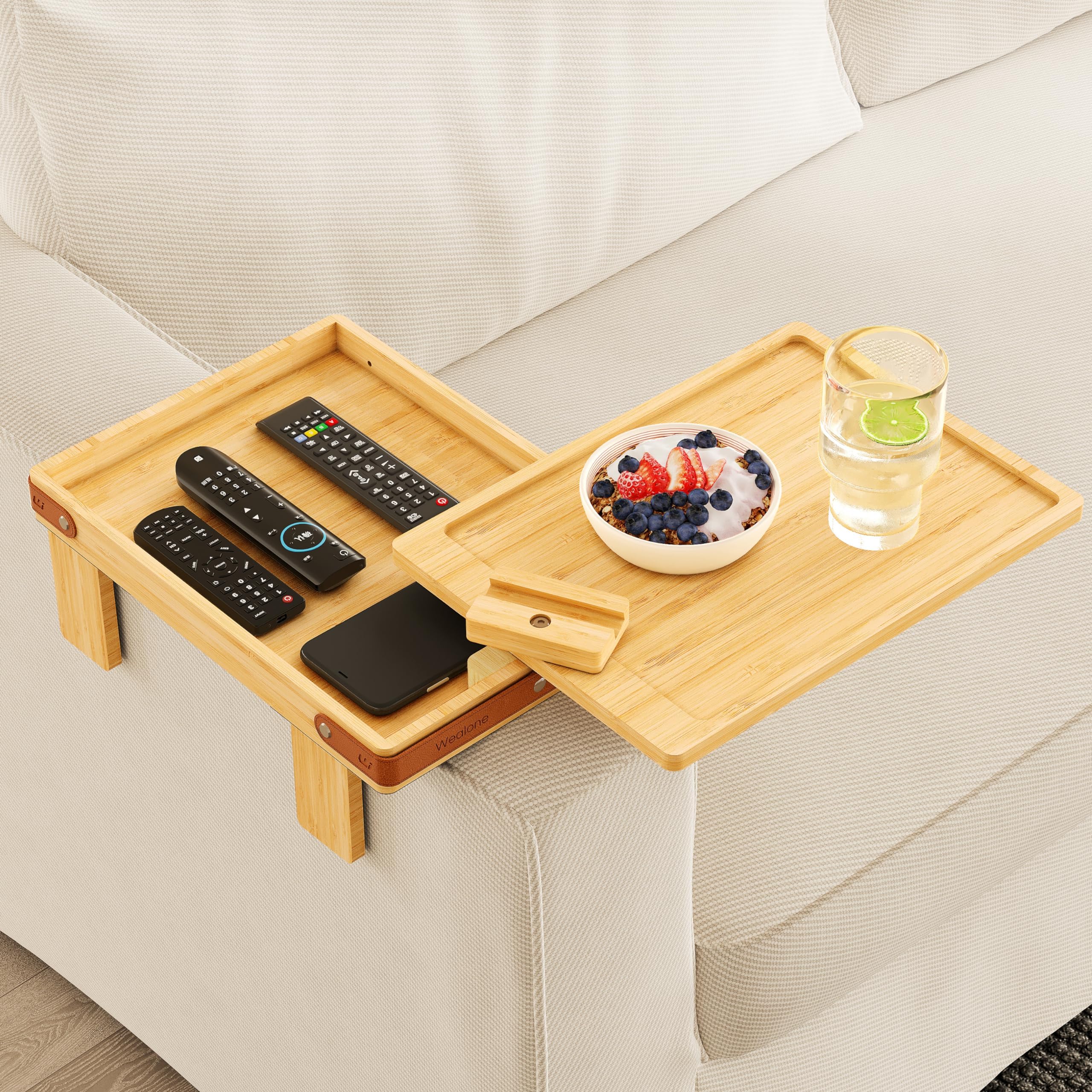 Batteo Couch Arm Tray with 360° Rotating Phone Holder