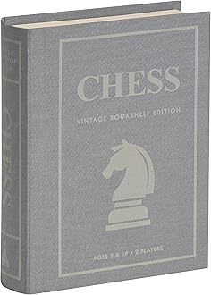 WS Game Company Chess Vintage Bookshelf Edition, Classic Strategy Game Set in Linen Wrapped Book Box & Slipcase - Full Size Folding Board, Wooden Pieces - Chess Sets for Adults & Kids, Ages 9+