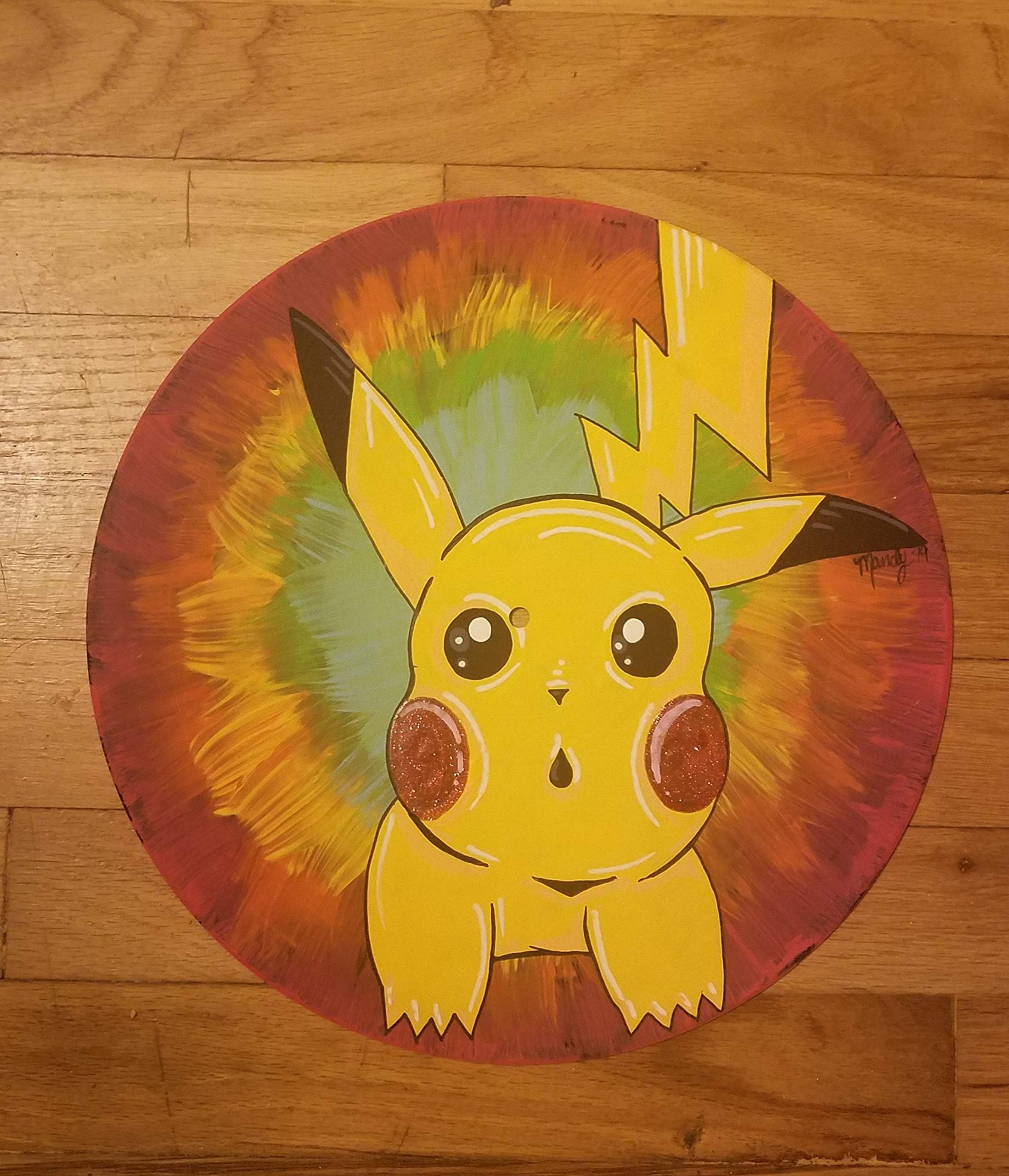 Hand painted hippie chu vinyl record wall art