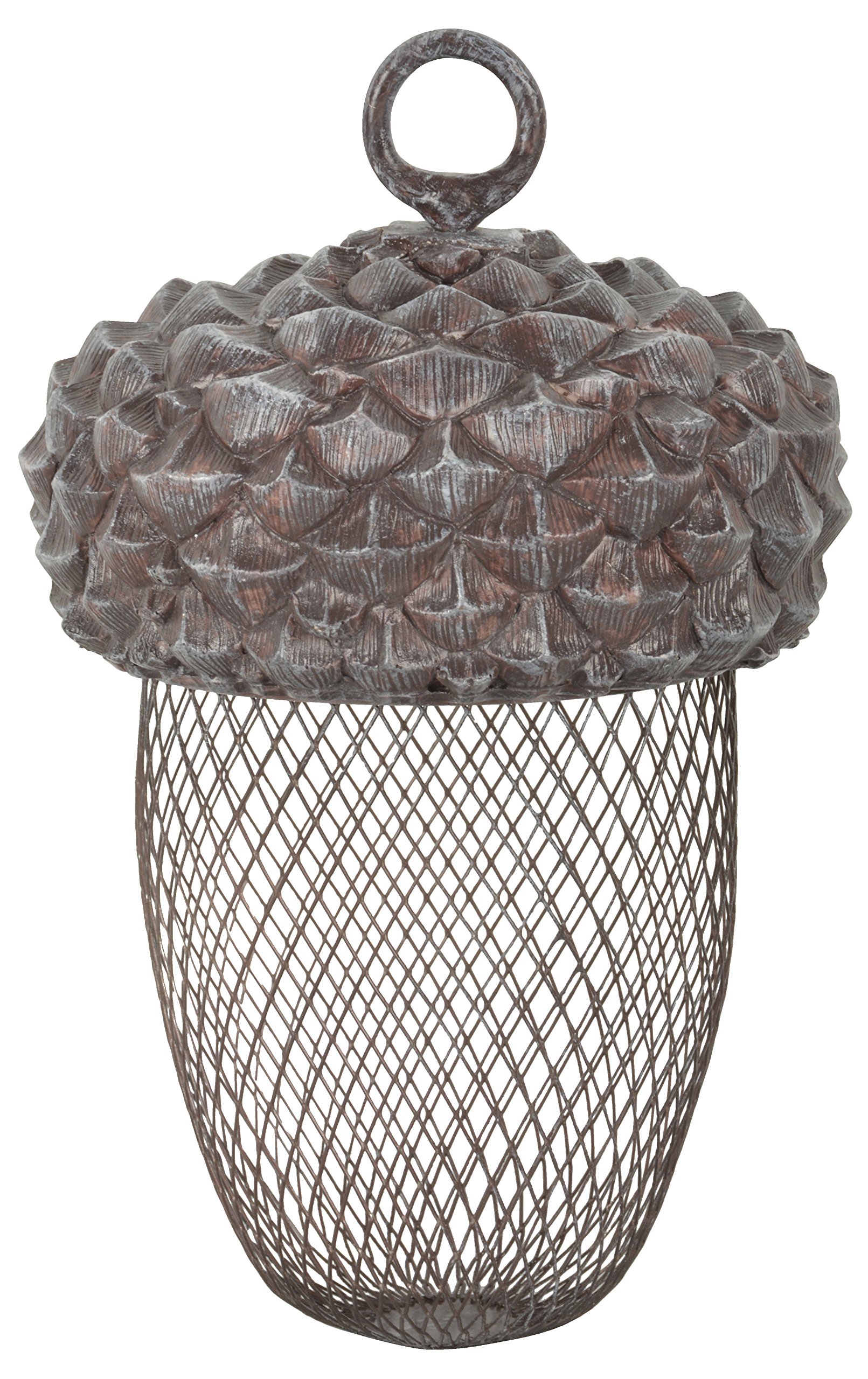 Esschert Design Karmnik żołądź z żywicy poliestrowej i metalu, 14,0 x 14,0 x 22,2 cm