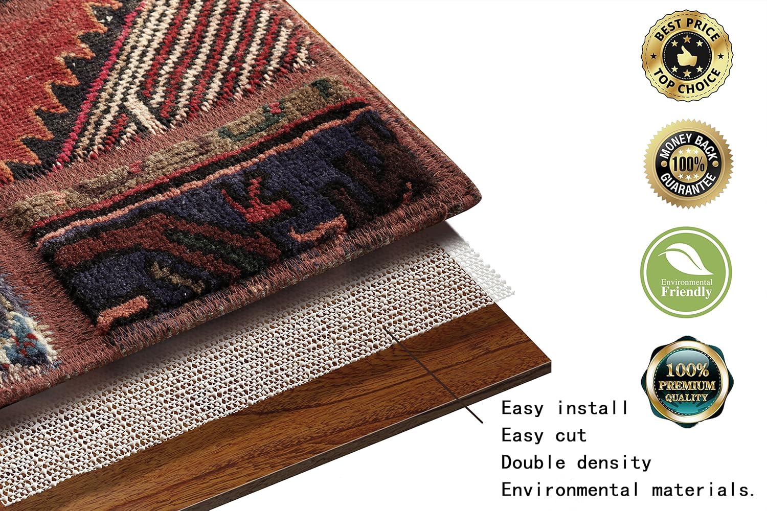 Rug Pad, Anti Slip Carpet Pads 5 x 8 for Hard Floor,Super Grip Padding for Area Rugs, Keep Rug in Place, Protect Wooden Floors and Increase Rugs Service Life