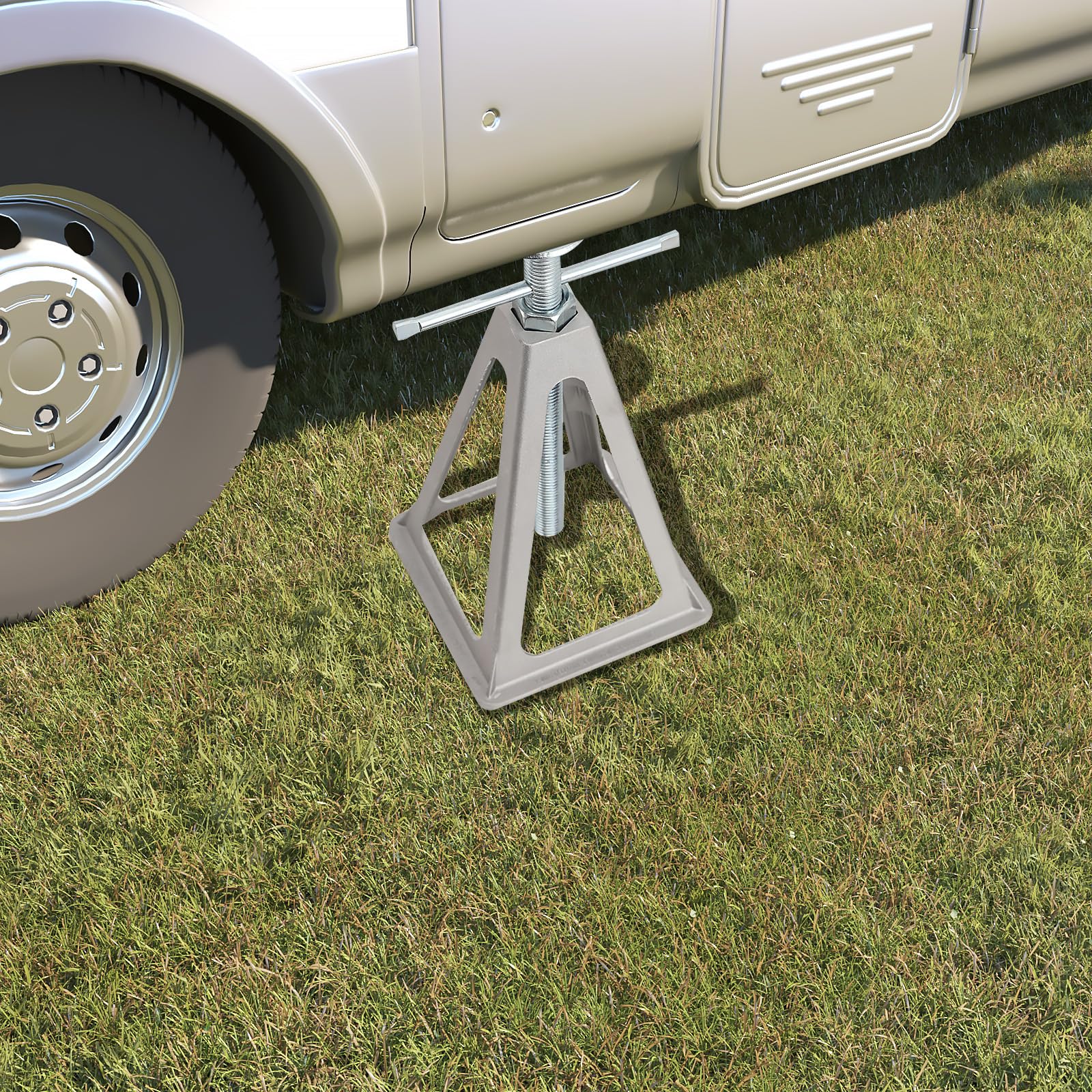 Set di 4 Cavalletti di Sostegno per Camper e Auto, capacità di Carico Fino a 3600 kg, Altezza Regolabile da 28 a 44 cm, Cavalletti per Auto per Parcheggio Sicuro in Garage e Officina