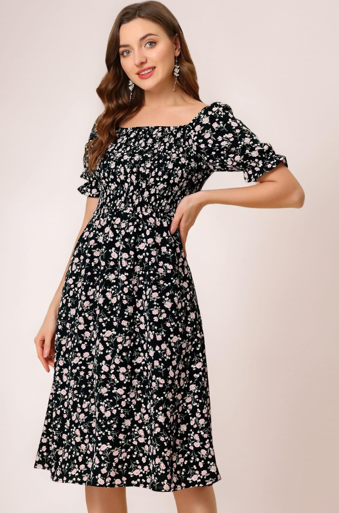 Dresses for Women Knee Length with Floral Print