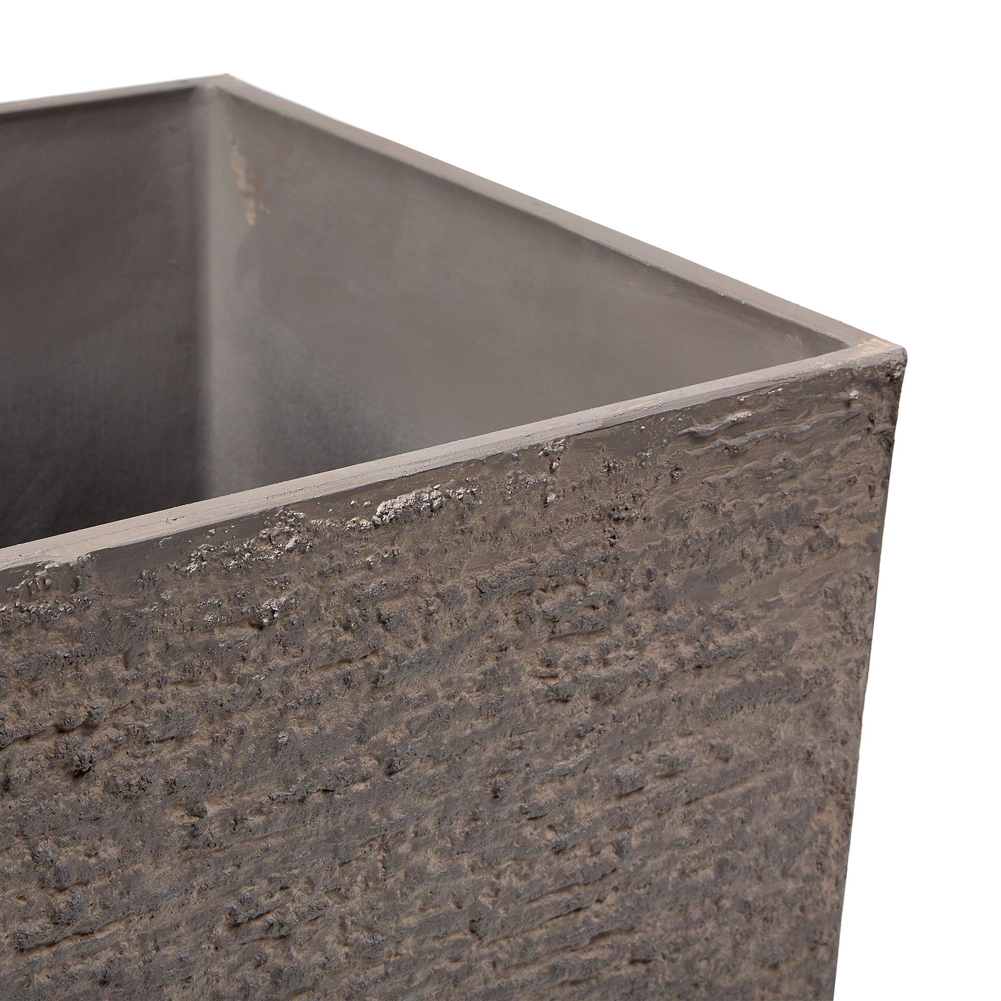 Maceta de piedra marrón alta 30 x 30 x 60 cm para interior y exterior Tenno