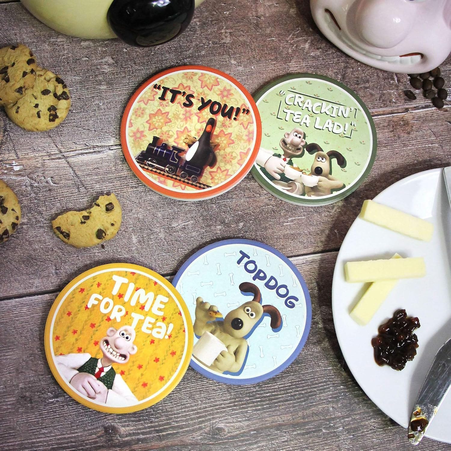 Aardman - Coasters - Wallace & Gromit Set of 4 Ceramic Coasters