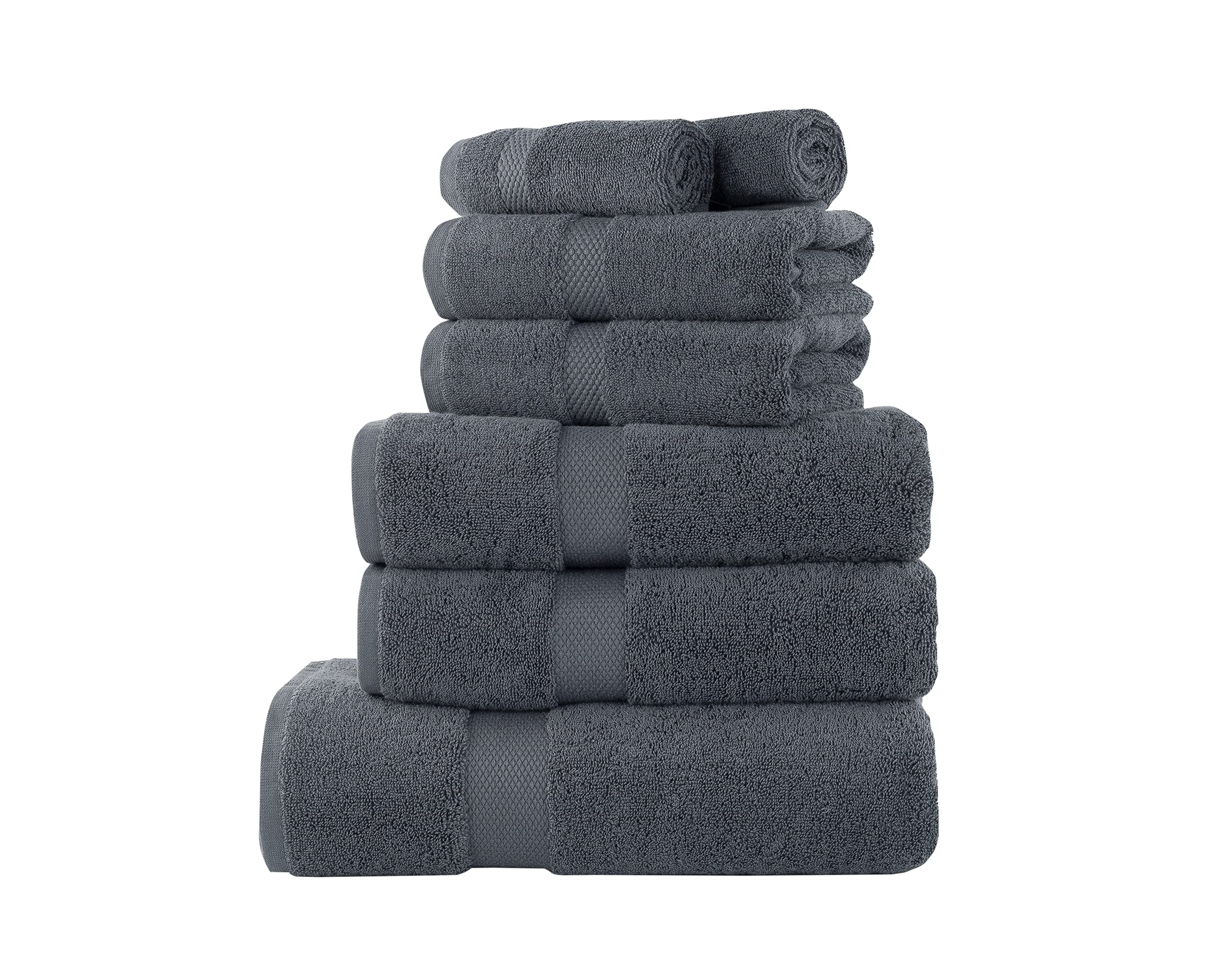 La Maison 100% Egyptian Cotton 600GSM Superior Towel Bale Set Hand Towel Bath Towel 7 Piece Super Soft Everyday Use (Charcoal)