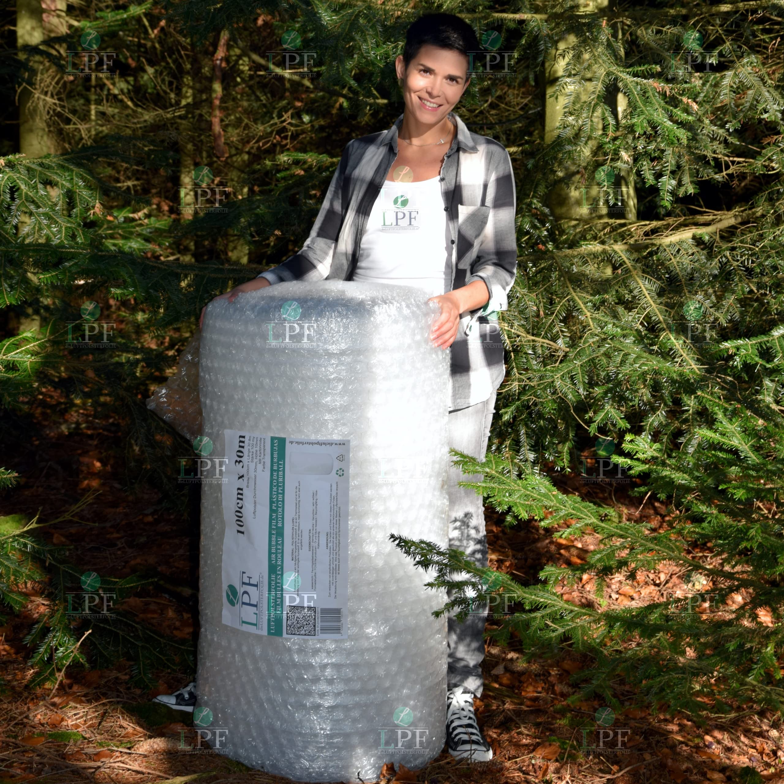 Luftpolsterfolie 100 cm x 25 m 100 my große Noppen Noppenfolie Verpackungsfolie Rolle Blisterfolie Umzug 1m Knallfolie Polstermaterial Transparent