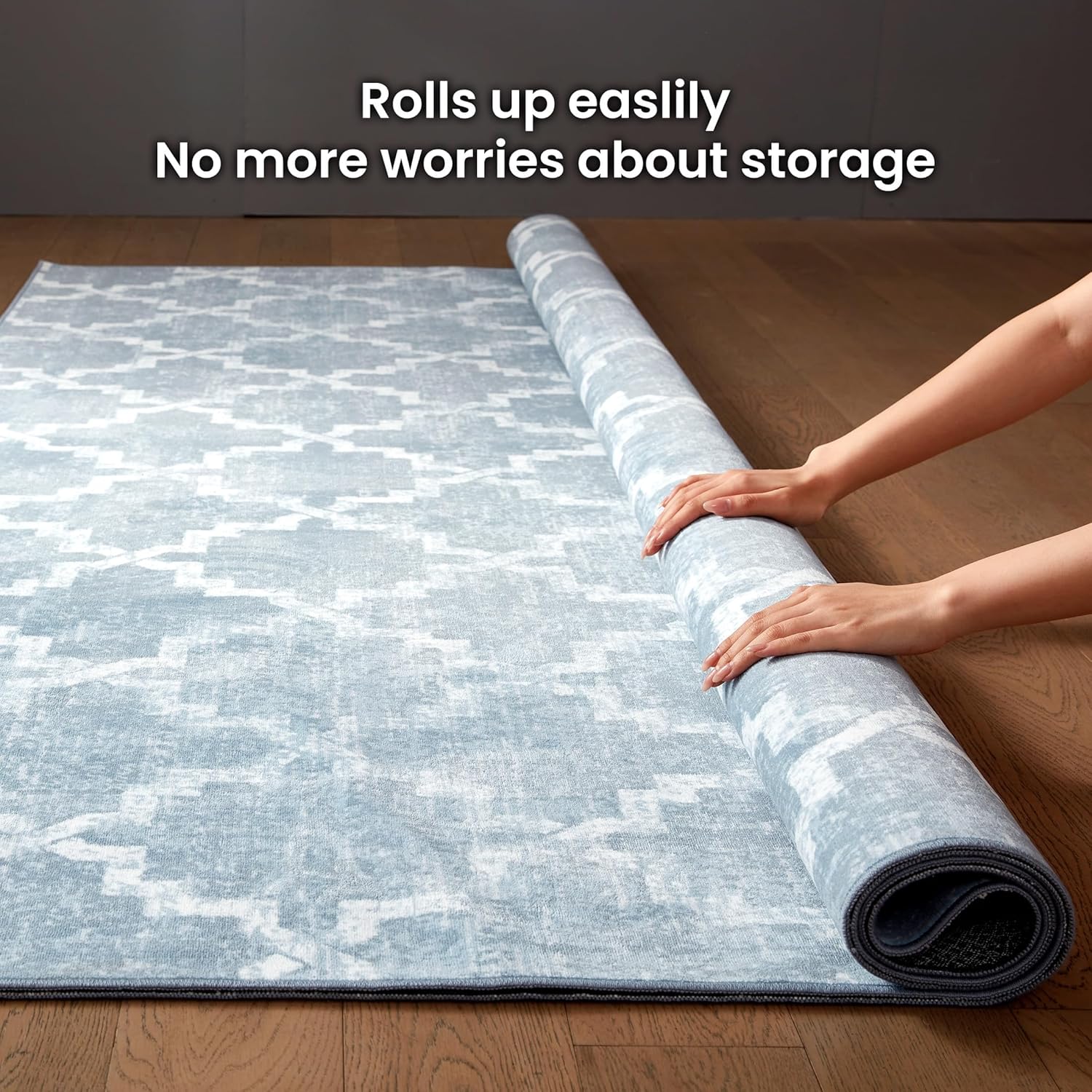 SLEEP ZONE Non Slip Runner Rug 2x6, Washable Carpet Vintage Hallway Rug Runner, Low Pile Water Resistant Rugs for Entryway Laundry Room Kitchen Bathroom, Teal