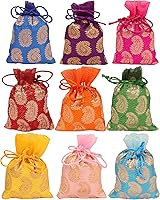 Vista 38 de Touchstone Preciosas bolsas de envoltura de regalos reutilizables, ecológicas, grandes con cordón, estampado de hojas de ficus para cumpleaños