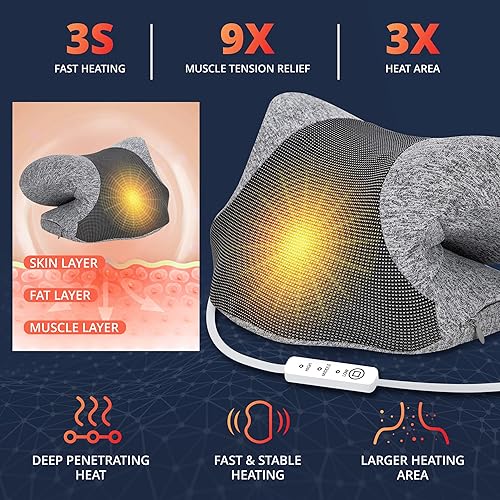 Miniatura 3 de Wifamy Estirador de cuello térmico 3s para aliviar el dolor, relajante de cuello y hombros, nube de cuello, dispositivo de tracción cervical con