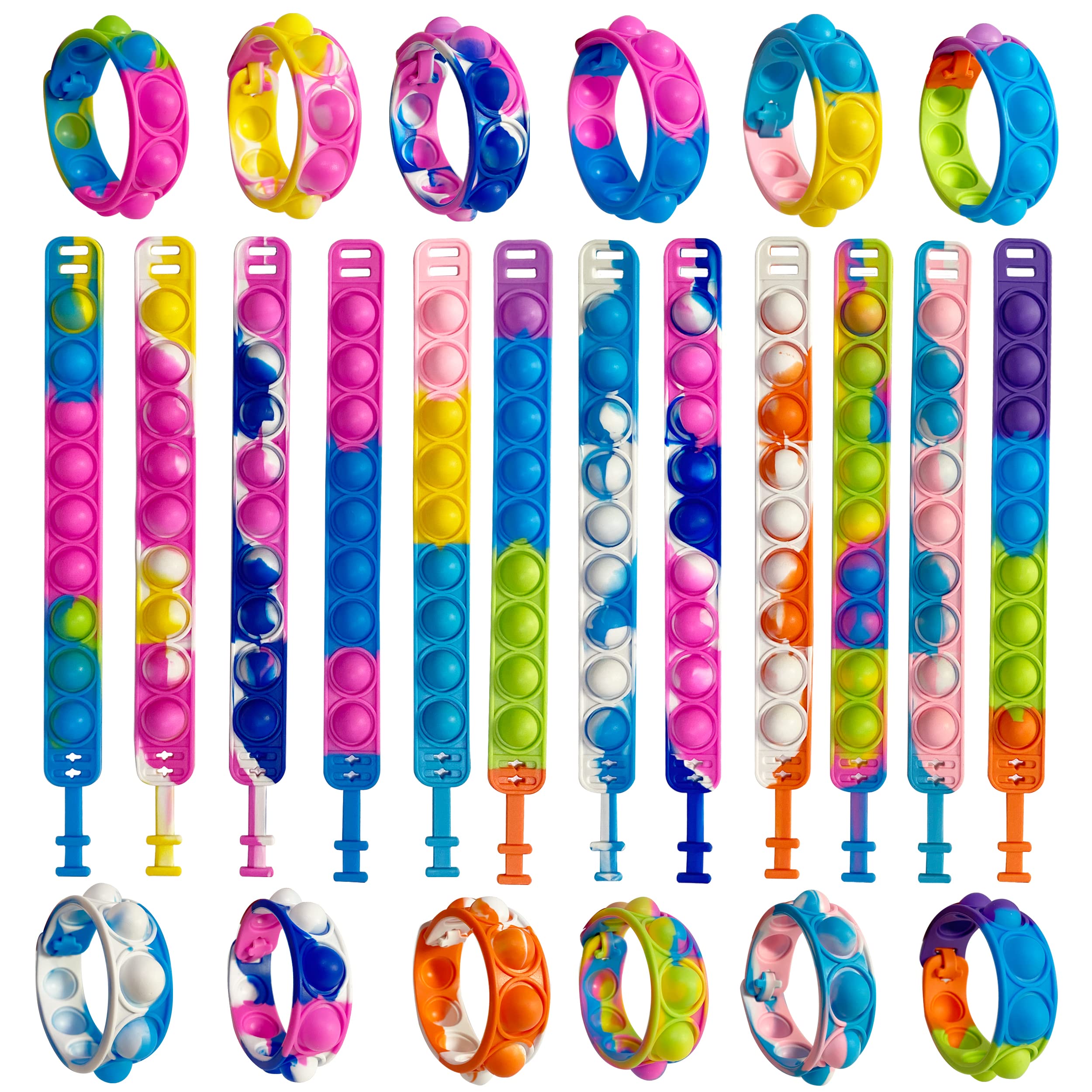 24 Pcs Multiplecolor Upgraded Wristband Push Pop Bubble Sensory Fidget Silicone Bracelet, Stress Relief Wristband Fidget Toys, Pop Fidget Bracelets Toys for Kids, Adults and ADHD Autism Decompression (B09M9123Y9) Amazon Price History, Amazon Price Tracker