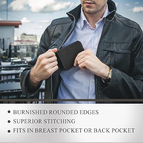 Miniatura 4 de Tony Perotti Billetera plegable de cuero italiano para hombre - Carteras personalizadas para hombres - Cartera personalizada con grabado de iniciales