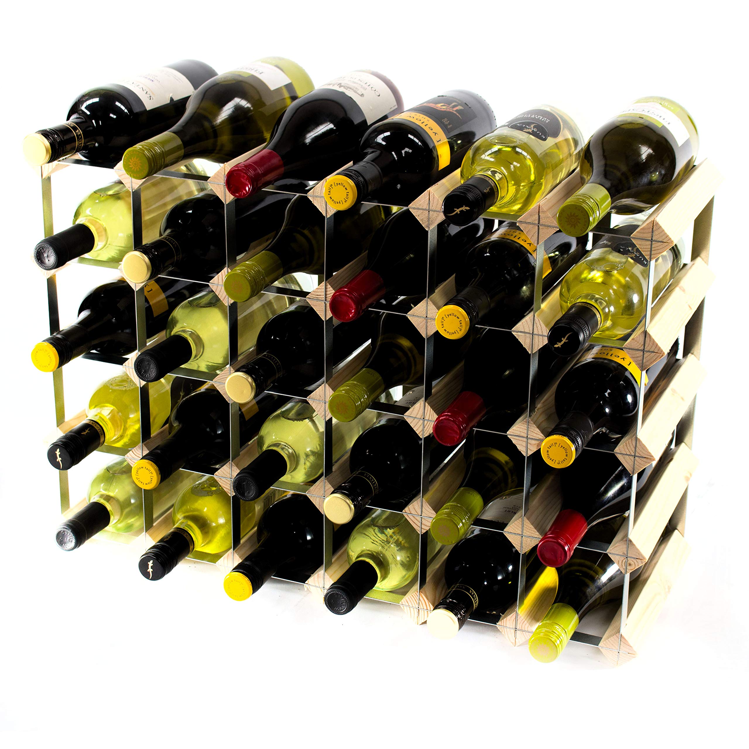 Cranville wine racks Classique en Bois de pin 30 (6x4) de la Bouteille et casier à vin en métal galvanisé assemblés prêts