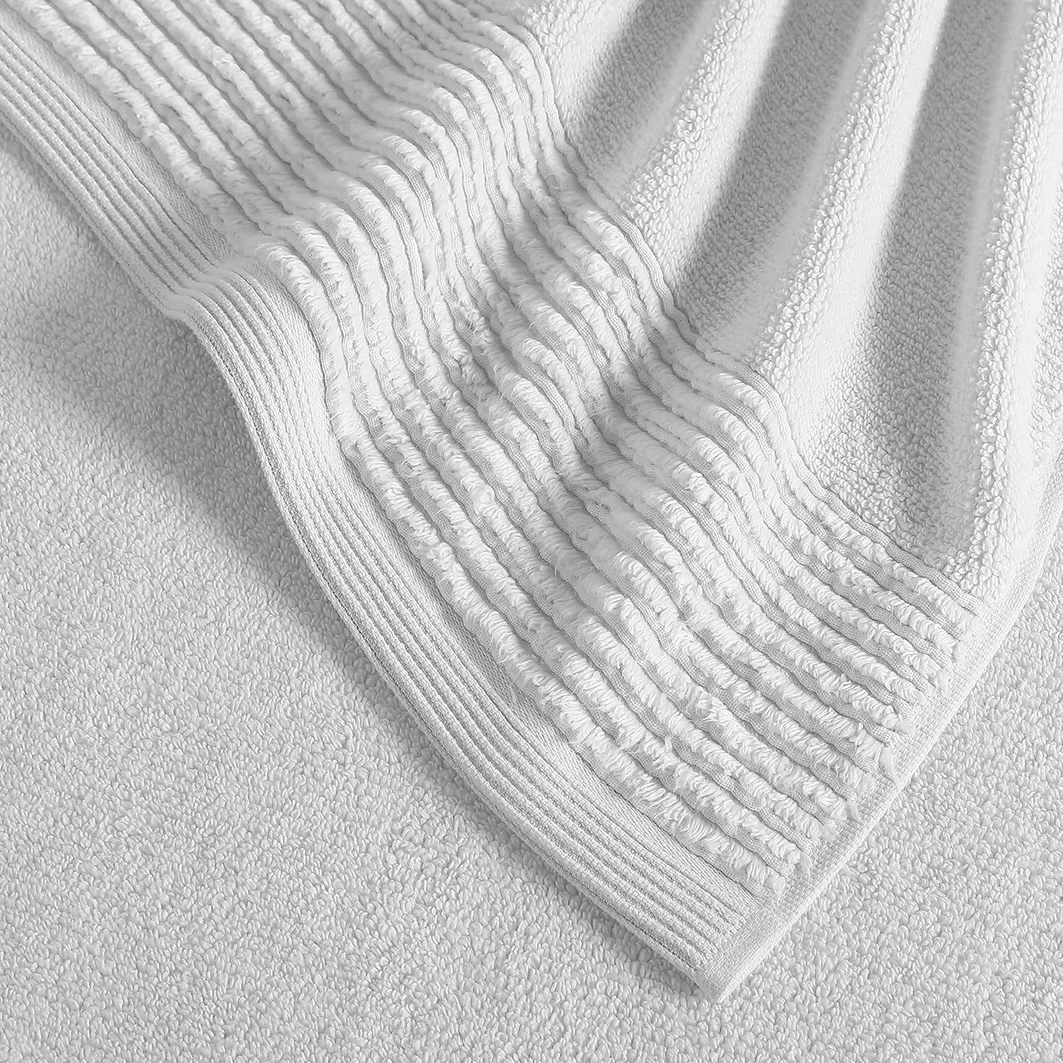 Vera Wang - Bath Towels, Super Soft 100% Cotton Towel Set, Highly Absorbent with a Medium-Weight Plush Feel, Low Linting & Fade Resistant Bathroom Towels (Sculpted Pleat Grey, 6 Piece) - Image 5