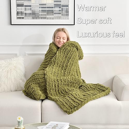 Miniatura 3 de Maetoow Cobija más ajustada, gruesa tejida de felpilla (50 x 60 pulgadas), hecha a mano, cálida, acogedora para sofá, cama, decoración de hogar,