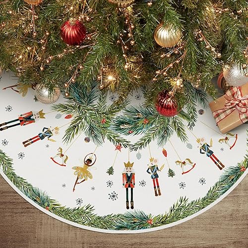 AVOIN colorlife Holly - Falda de árbol de Navidad de cascanueces de 36 pulgadas, decoración de árbol de vacaciones de invierno