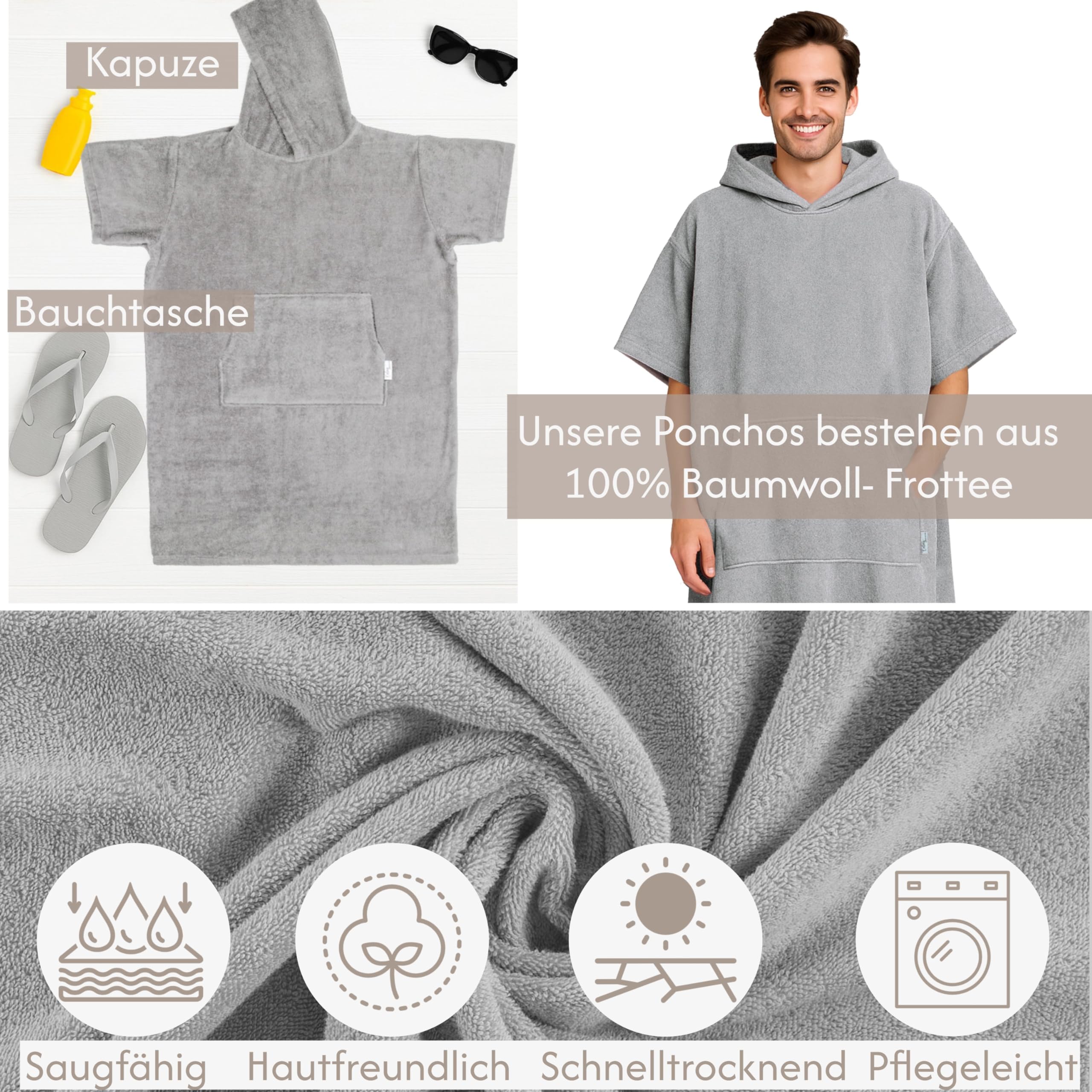 Ponczo kąpielowe frotte dla kobiet i mężczyzn, ponczo plażowe, 100% bawełna, ponczo surfingowe, dla dorosłych, ręcznik kąpielowy, ponczo surfingowe, szlafrok kąpielowy