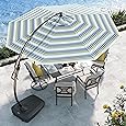 Grand patio Deluxe NAPOLI 12FT Patio Umbrella, Curvy Aluminum Cantilever Umbrella with Base, Round Large Offset Umbrellas for Garden Deck Pool(Canvas Henna, 12 FT-SUNBRELLA)