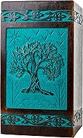 Vista 12 de INTAJ Urna de cremación de madera tallada a mano para cenizas humanas, diseño de árbol de la vida, capacidad de 250 libras, adecuada para hombres