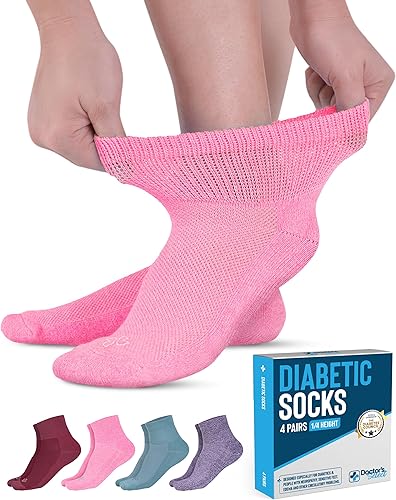 Doctor's Select Calcetines para diabéticos para hombres y mujeres, 4 pares de ca