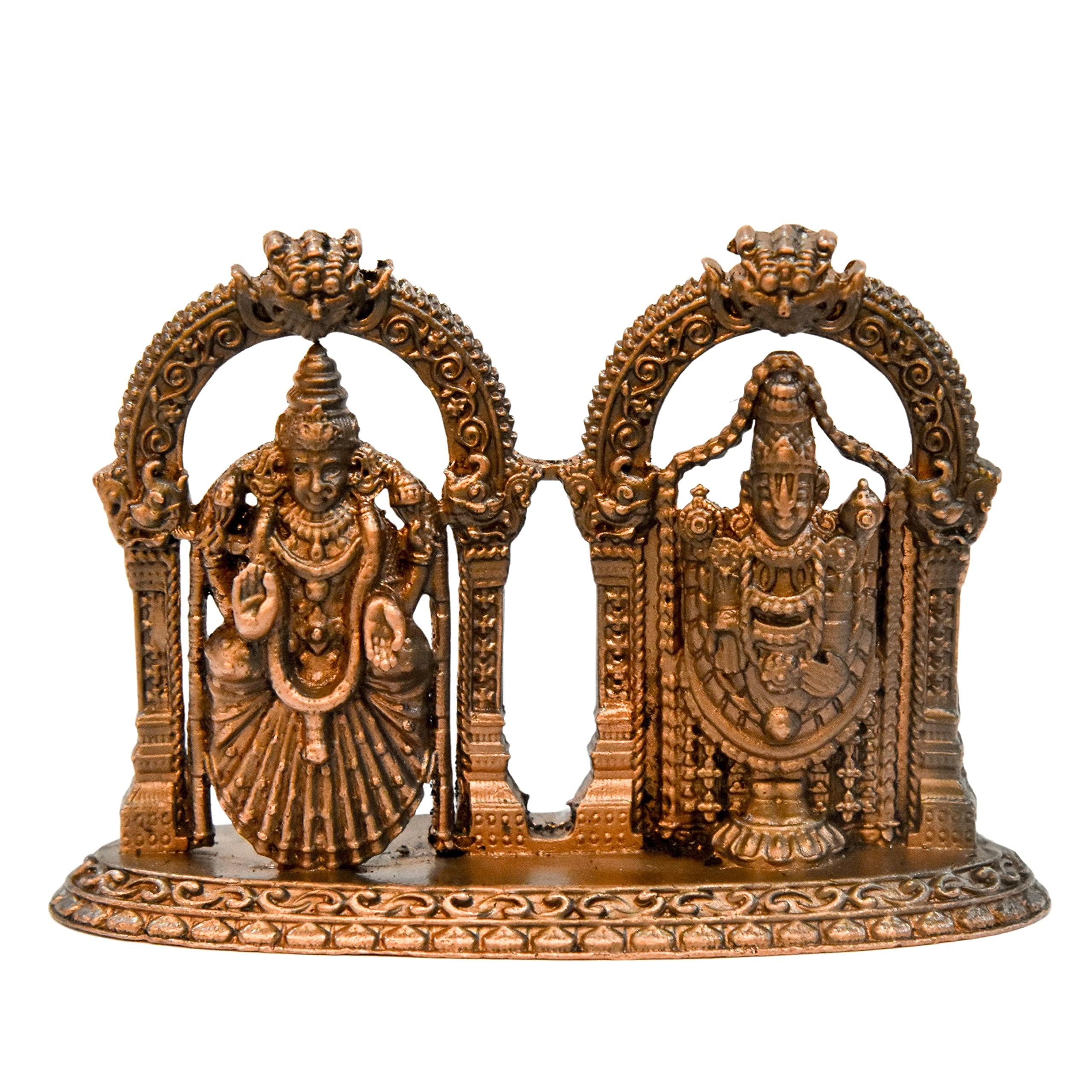 Handmade Copper Balaji & Lakshmi Idol - Antique Finish -1