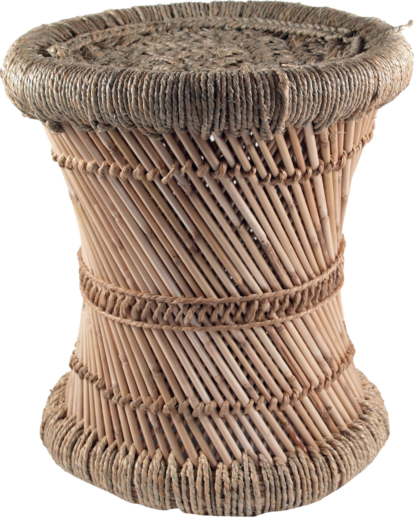 Tabouret En Osier Indien Multifonction - 38x40x40 Cm, Pouf, Panier Rangement, Vert/orange