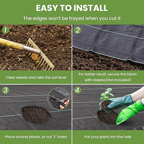 Miniatura 5 de Tela de barrera de malezas, 3x50ft Paisaje tela, 2.4oz resistente tejido tela de alta permeabilidad, Tela de entrada de coche, Paño de control de