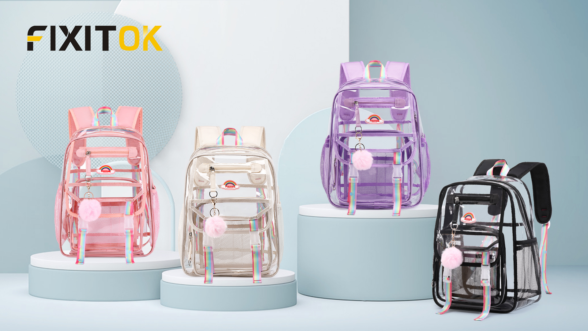 New Beautiful Rainbow Clear Small Backpack for Girls, Women\'s (12x12x6) clear designer backpack - TikTok Shop main image 3