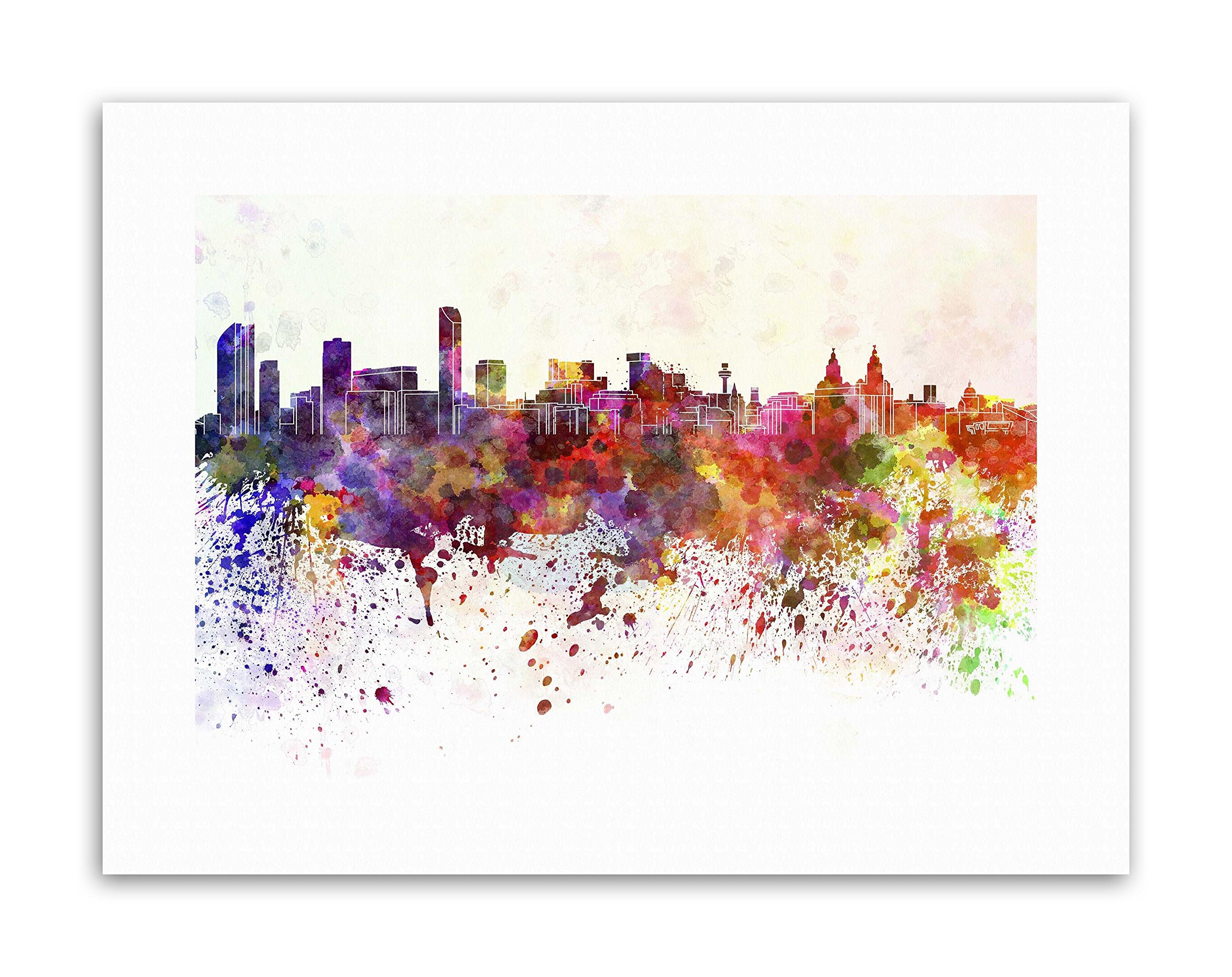 Wee Blue Coo Cityscape Liverpool Skyline Paint Splash Painting Canvas Art Print