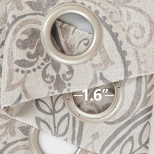 Miniatura 8 de jinchan - Cortinas texturizadas de lino para sala de estar, oscurecimiento, 63 pulgadas de largo, de medallón, para dormitorio, con patrón de