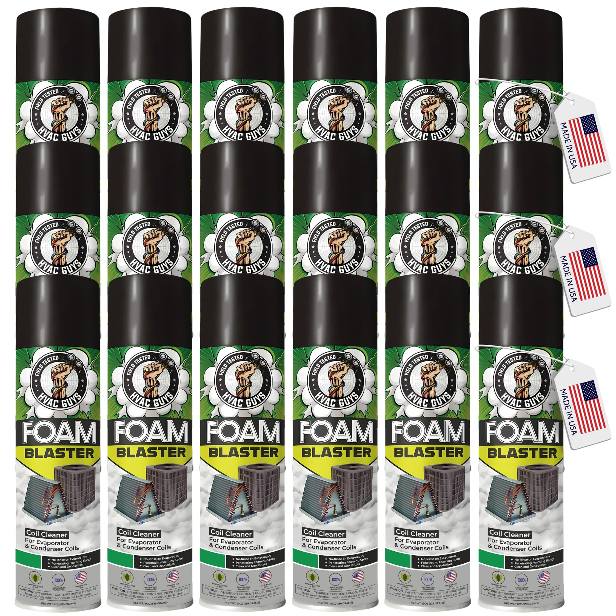 Foam Blaster AC Coil Cleaner for AC Unit 24-Pack | No Rinse Formula for Evaporators & Condensers | Neutral Citrus Scent