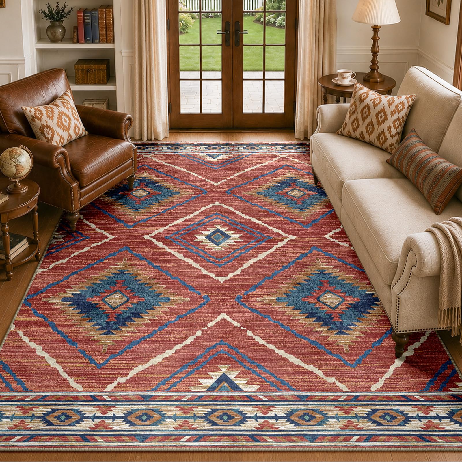 Tapis marocain lavable en machine : l'élégance du rouge pour votre salon