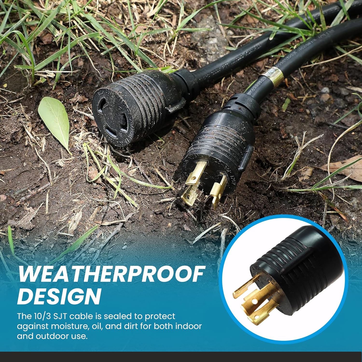 IronBox Electric L6-30 Plug to L6-30 Connector Extension Cord - 30A, 250V, 10/3 SJT - UL Listed Power Adapter - Heavy Duty Twist Lock Electrical Cable for Generator, RV, Servers and More (3ft, Molded)