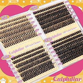 Calphdiar Lash Clusters 40D+60D+80D+100D Eyelash Clusters 474PCS Individual Lashes D-Curly Cluster Eyelash Extensions 8-16MM Wispy Lashes Clusters Volume False Mink Eyelashes DIY Lash Extension