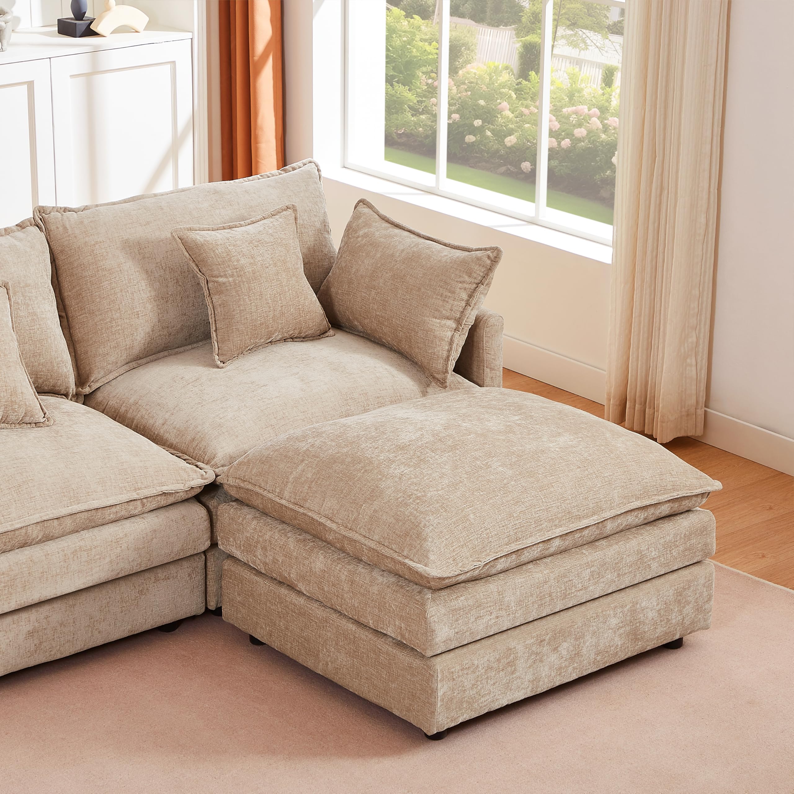 Best Tan Sectional Sofa 2026: 5 Picks That Wear Well 1 SLEERWAY Tan Sectional Modular Sofa Cloud Couch, 105' Modern Convertible L-Shape — product photo